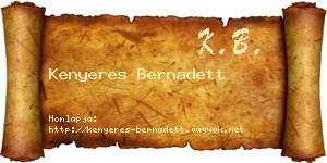 Kenyeres Bernadett névjegykártya